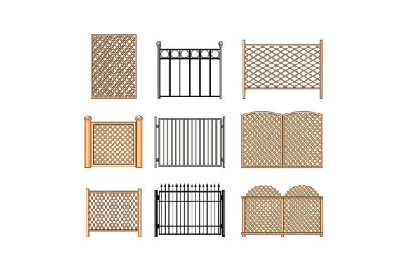 Assortment of Decorative Fences and Gard