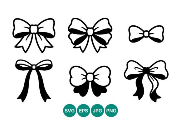Decorative Bow Line Art Set: Six Elegant Vectors for Every Project