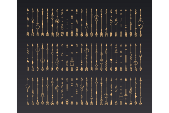 Decorative Golden Boho Arrows: A Tribal Et Typeface