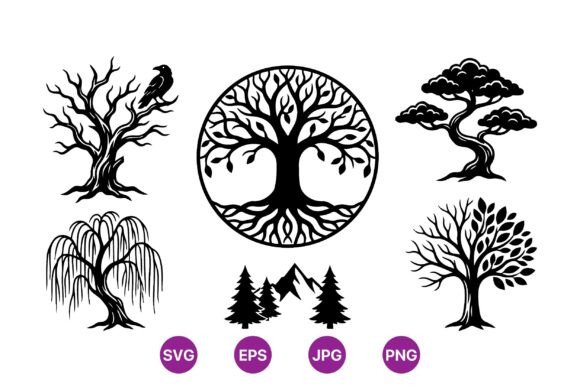 Decorative Tree Silhouettes Clipart: Your Essential Design Toolkit