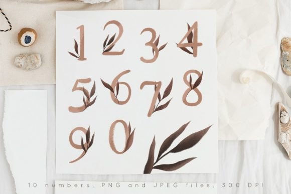 Nature-Inspired Typography: Decorative Numbers with Leaves