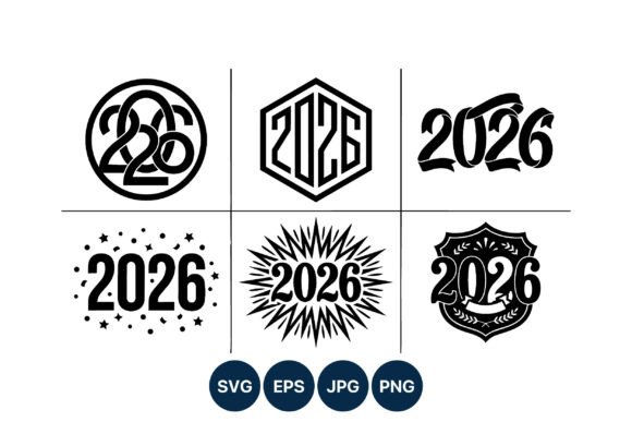 Stylish 2026 Decorative Number Badges Vector for Your Designs